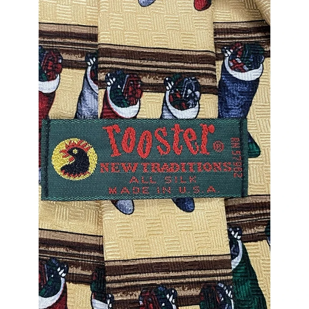 Vintage Rooster Brand Men's Silk Necktie Made USA 58